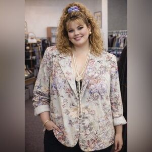 San Moire - vintage 80’s/90’s - pastel brocade- Floral & paisley blazer
